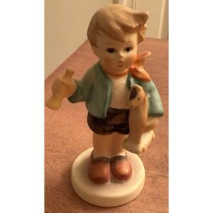Vintage Goebel Hummel Boy with‎ Horse Horn Figurine Signed German Porcelain EUC